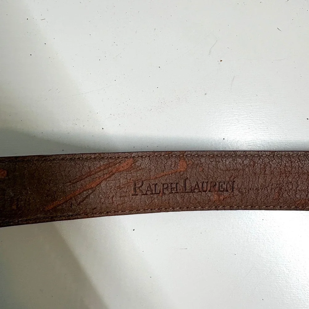 Ralph‎ Lauren Women's Brown Leather Alligator Embossed Belt in Size M